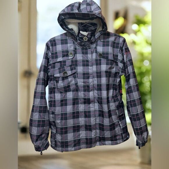 Sessions MFG RECCO Insulated Snowboarding Snow Winter Ski Plaid Jacket Parka S - Picture 2 of 16